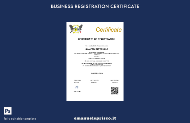 stile verificato Certificato di registrazione aziendale di São Tomé e Príncipe M